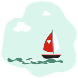 Sailboat With Heart On Sail Sticker