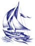 Sailing Boat With A Flag Ballpoint Pen Sketch Sticker