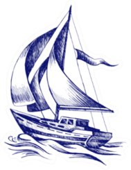 Sailing Boat With A Flag Ballpoint Pen Sketch Sticker