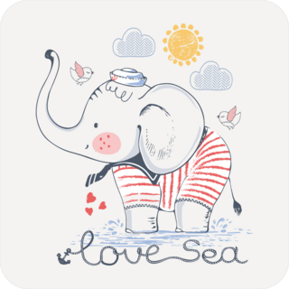 Sailor Elephant Love Sea Sticker