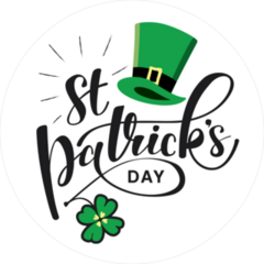 Saint Patrick Day Lettering With Clover and Hat Sticker