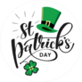 Saint Patrick Day Lettering With Clover and Hat Sticker