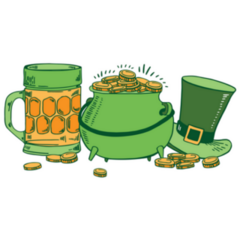 Saint Patricks Day Beer, Gold and Hat Sticker