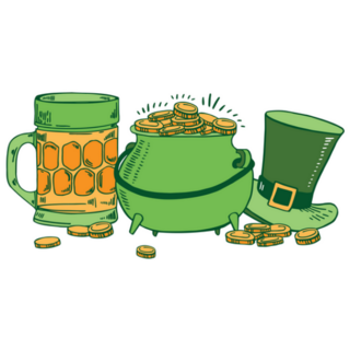 Saint Patricks Day Beer, Gold and Hat Sticker