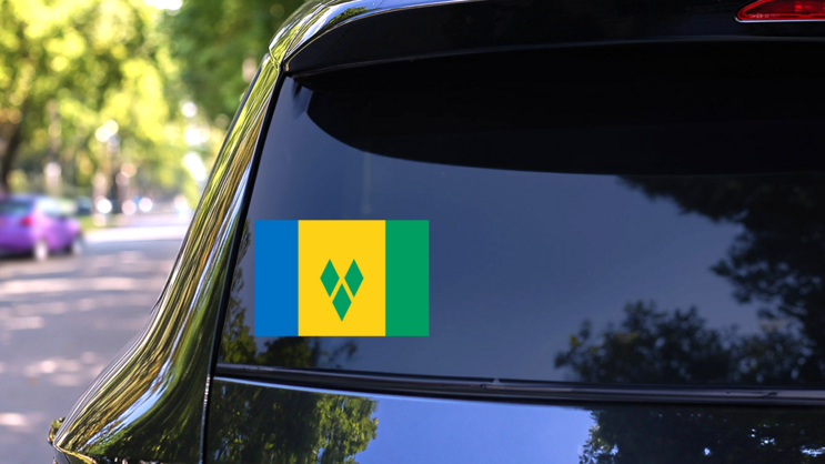Saint Vincent And The Grenadines Country Flag Sticker on a Rear Car Window (New) example