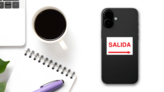 Salida Right Arrow Sign Sticker on a Phone (New) example