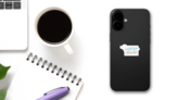 Salt Lake City, Utah Skyline Minimal Stamp Sticker on a Phone (New) example