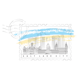 Salt Lake City, Utah Skyline Minimal Stamp Sticker