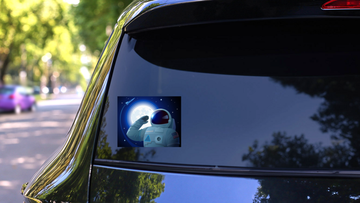 Saluting American Astronaut Sticker on a Rear Car Window (New) example