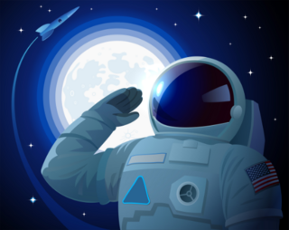 Saluting American Astronaut Sticker