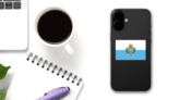 San Marino Flag Sticker on a Phone (New) example
