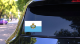 San Marino Flag Sticker on a Rear Car Window (New) example