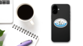 San Marino Sm Flag Oval Sticker on a Phone (New) example