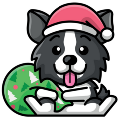 Santa Border Collie Sticker