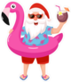 Santa Claus In Inflatable Flamingo Sticker