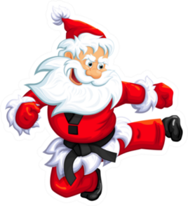 Santa Claus Jumping Kick In Martial Arts Sticker