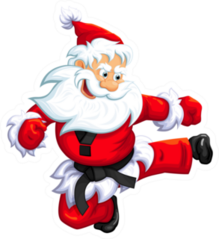 Santa Claus Jumping Kick In Martial Arts Sticker
