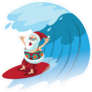 Santa Claus Surfing A Gnarly Wave Sticker