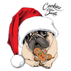 Santa Cookies Pug Sticker