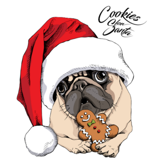 Santa Cookies Pug Sticker