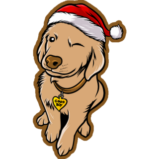 Santa Golden Retriever Sticker