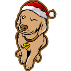 Santa Golden Retriever Sticker
