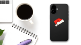 Santa Hat Sticker on a Phone (New) example