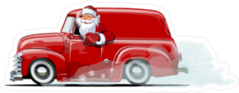 Santa In A Retro Christmas Delivery Van Sticker