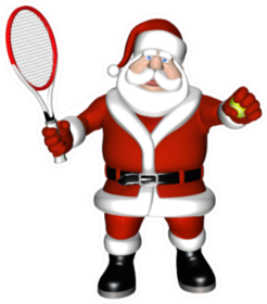 Santa Playing Tennis Sticker