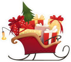 Santas Sleigh With Christmas Gifts Sticker