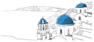 Santorini Greece City Skyline Hand Drawn Sketch Sticker