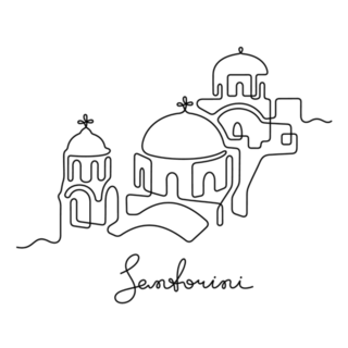 Santorini, Greece Continuous Line Illustration Sticker