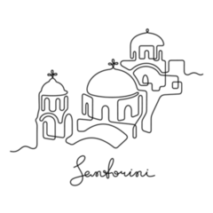 Santorini, Greece Continuous Line Illustration Sticker