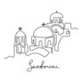 Santorini, Greece Continuous Line Illustration Sticker