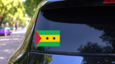 Sao Tome And Principe Flag Sticker on a Rear Car Window (New) example