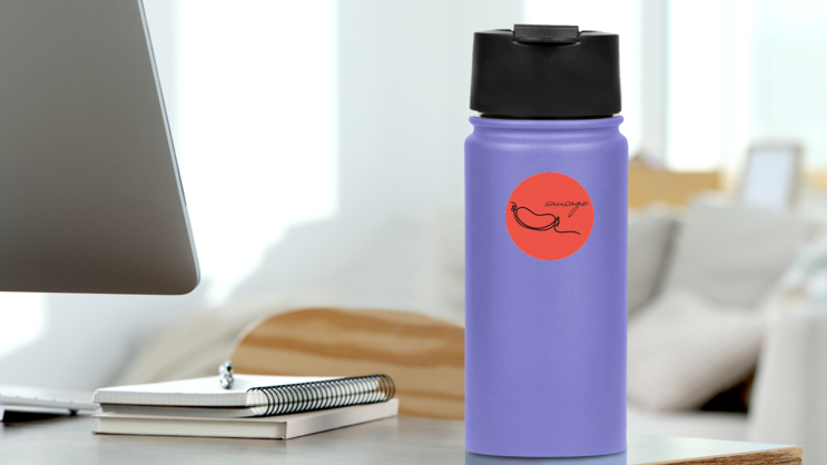 Sausage Drawing And Lettering Sticker on a Water Bottle (New) example