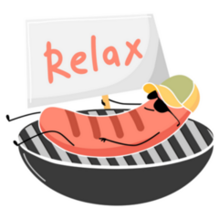 Sausage With Glasses On The Grill Relax Sticker