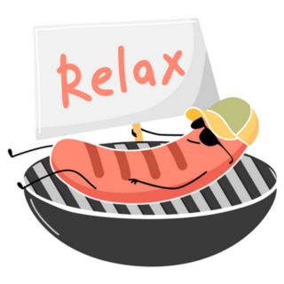 Sausage With Glasses On The Grill Relax Sticker