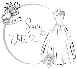 Save The Date With Wedding Dress Sticker