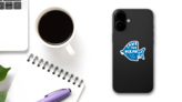 Save The Ocean With Fish And Plastic Waste Sticker on a Phone (New) example