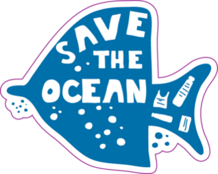 Save The Ocean With Fish And Plastic Waste Sticker