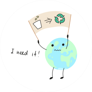 Save The Planet Concept Recycle Art Cartoon Drawing Sticker