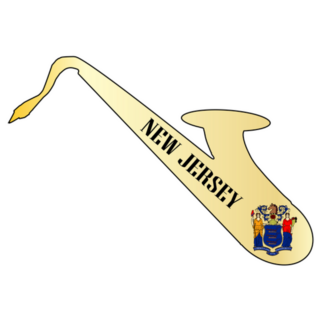 Saxophone With The Flag Of New Jersey Sticker