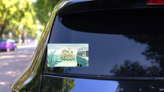 Say Hello To Summer Beach Sticker on a Rear Car Window (New) example