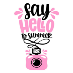 Say Hello To Summer Pink Camera Sticker