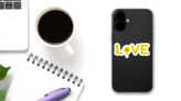Say Love By Sunflower Sticker on a Phone (New) example