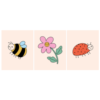 Scandinavian, Lady Bug, Flower, Bee Sticker