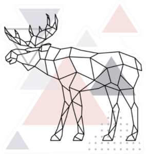 Scandinavian Moose, Geometric Illustration Sticker