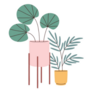 Scandinavian Style Illustration of two Green Houseplants Sticker