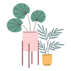 Scandinavian Style Illustration of two Green Houseplants Sticker